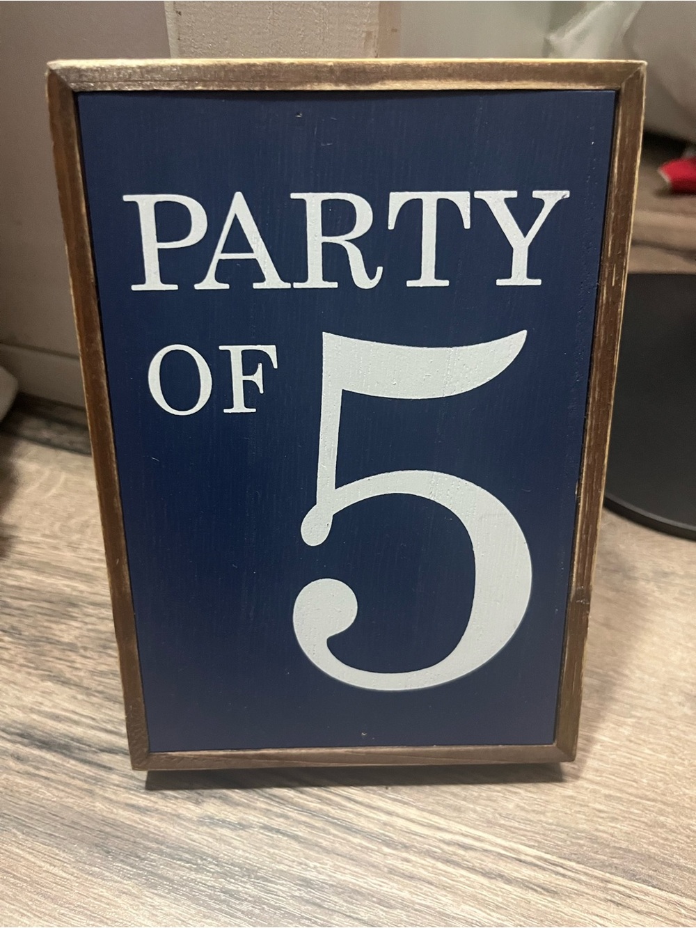 Hobby Lobby Navy and White "Party of 5" Decorative Sign